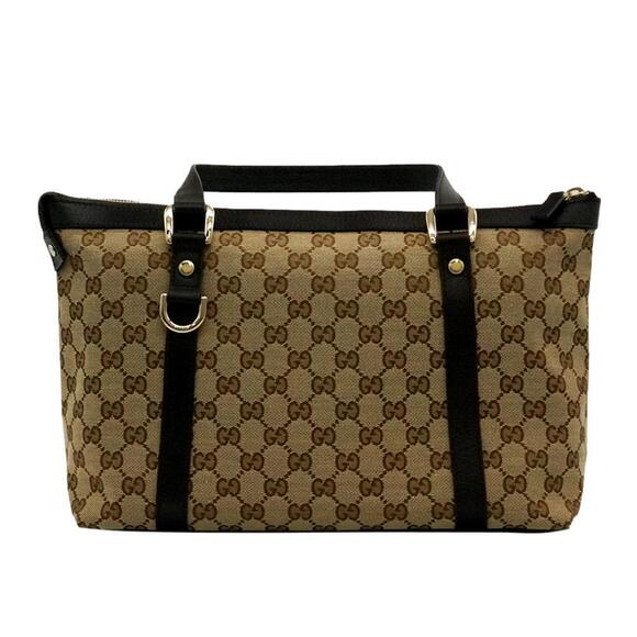 Gucci Handbags - Gucci GG Canvas Leather Tote Bag Brown